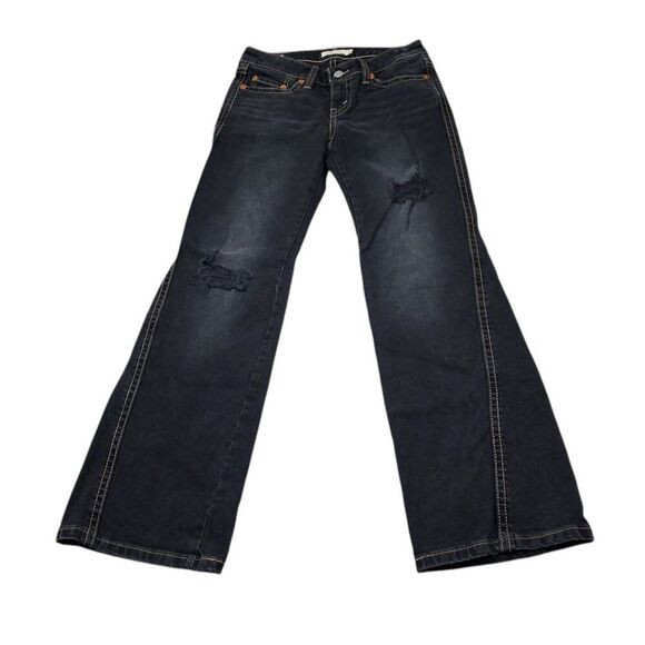 Levi's Noughties Bootcut Jeans Black Low Rise Y2K Style Size 28 x 32 Flap Pocket - Picture 1 of 8